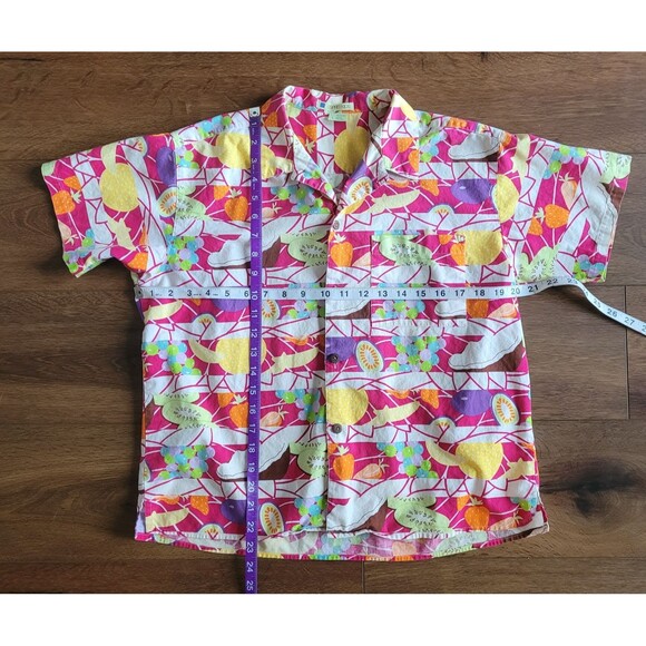 Vintage 80s Esprit Kids Food Fruit Print Button Short Sleeve Shirt Teens Sz L - Picture 3 of 14